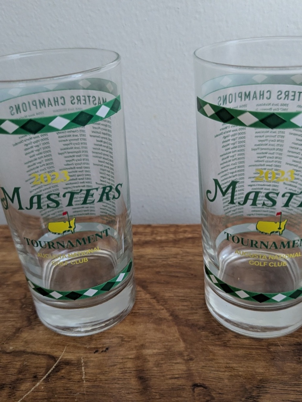 2023 Masters Tournament Champions Drinking Glasses Augusta National Golf Club